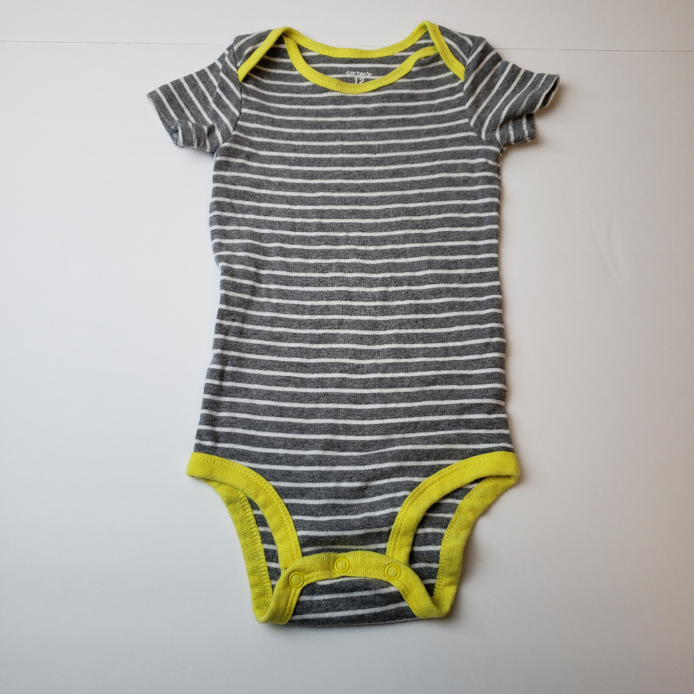 Carter's Boys Striped Onesie Size 12 Months Gray
